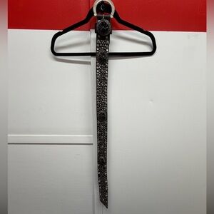 Michael Morrison Black Leather Studded Belt Gold Buckle sz 32-37